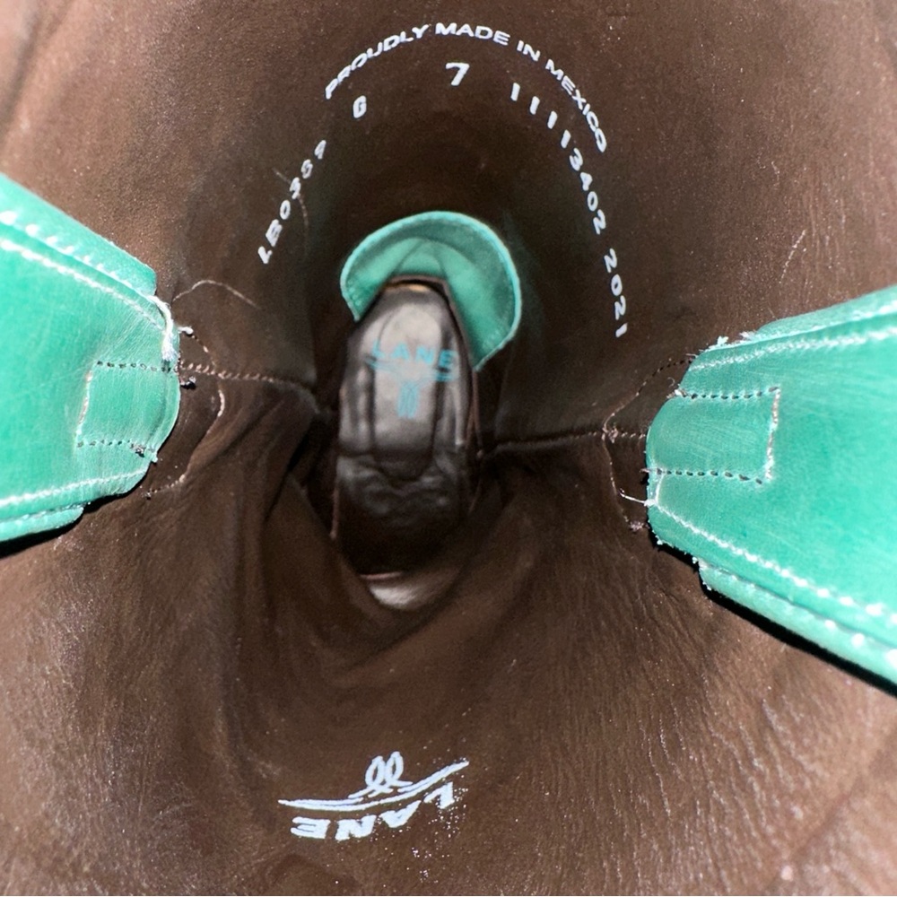 Lane Saratoga Boots with Snip Toe in Taos Turquoise Size 7 - Picture 8 of 10
